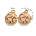 Ciondolo pallone da calcio smaltato rosa e oro, larghezza 13,5 mm per gioielleria - Calcio-Rosa
