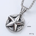 Close-up of 24mm stainless steel star pendant showing 11g weight and silver finish - Pentagram Disk (Style 9)