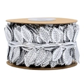 Decorative silver leaf ribbon roll with metallic finish for Christmas gift wrapping - Silver Leaf Ribbon Width 4.5cm (10m/Roll)