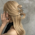 Vista dettagliata di un fermaglio per capelli a stella Y2K in argento con strass - Stella Argento con Strass (FJ2145)