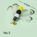 Cat teaser wand attachment No. 5 with yellow poms, white feathers, and a golden bell - No. 5 Insect Replacement Head