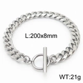 Bracciale a catena cubana d'argento con chiusura OT in acciaio inossidabile 8mm - Stile Larghezza 8mm (KB165892-ZZ)