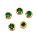 Golden stainless steel 6mm large hole beads with green zircon stone inlay for jewelry - 6mm (10 Pieces Pack) / Rhinestone Green