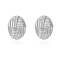 Polished silver love knot stud earrings in a twisted nautical rope design for women - Oval Spiral Steel (Knot Design)