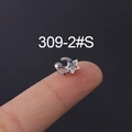 Crescent moon and star stud earring with colorful stones and screw ball back - Star Moon Colorful (HSPJ309-2#) / Silver