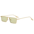 Lunettes de soleil rectangulaires minimalistes en métal doré à verres vert clair - Monture Dorée Verres Verts C4