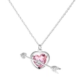 Cupid's arrow earrings with pink heart pendant in a stylish silver finish - Silver Tone - Pink Cupid's Arrow Necklace