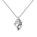 S925 sterling silver conch shell necklace with white pearl and sparkling crystals - 925 Silver / Platinum Conch Pearl Style (DY190820-S-W-WH)