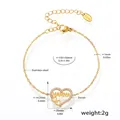 Golden heart bracelet with MAMMA letters and zircons on a 150mm stainless steel chain - Gold Heart Zirconia Bracelet