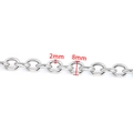 DIY jewelry chain in silver finish with 2mm width and 8mm link length for necklace making - Oval Cut Corner Chain 8mm / Steel