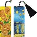 Segnalibri in pelle 5D fai-da-te con pittura a diamante motivi girasole e cielo stellato - Tema Girasole e Cielo Stellato (SQ-160/Set di 2) / Vari materiali disponibili