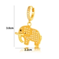 Goldene Elefanten-Ohrringe mit Zirkonia-Steinen und Maßen von 3,0 cm Gesamtlänge - Gold
