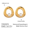 Detailed view of irregular gold stainless steel pearl earrings with size dimensions - Irregular Round Pearl Style (YYE025078)