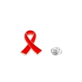 Broche ruban rouge de sensibilisation au SIDA en émail avec bordure argentée et fermoir - Petit / Rouge