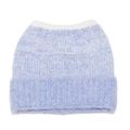 Detail view of the soft lilac and white gradient knit texture with ponytail opening - M(56-58cm) / Light Purple