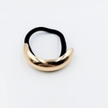 Elegant black elastic hair tie featuring a polished gold half-moon metal accent - Crescent Polished Metal Hair Tie (40)