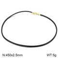 Cordon collier en silicone noir avec fermoir mousqueton doré, 45cm de long et 2,5mm - Or-2.5mm