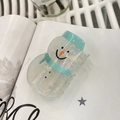 Iridiserende sneeuwpop haarklem van blauw en wit acryl voor schattige winterstijlen - Strass Sneeuwpop Clip