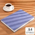 Purple A4 soft leather notebook for business on a wooden desk with a coffee cup - Ruled / A4-Purple