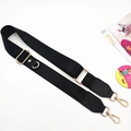 Detail of black nylon phone strap with gold metal swivel hooks and adjustable buckle - Gold Buckle / Solid Black Strap