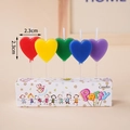 Five-color heart birthday candles set in red, yellow, green, blue, purple for cakes - Colorful Heart Standard / 5 Pcs Set / Colorful