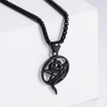Collana nera in acciaio inossidabile con ciondolo a pentagramma e serpente gotico - Nero (con catena)