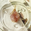 Handmade 18K gold wire-wrapped raw pink crystal stone pendant with natural texture - Gold Wire Strawberry Quartz