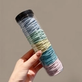 Pastel high elasticity braided hair ties set in a clear jar for high ponytails - Macaron Colors (100 Pcs/Can)