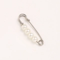 Silver waist cincher pin featuring four elegant white pearls for clothing adjustment - 3.8cm 4 Pearls Silver