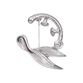 Minimalistische silberne Meerjungfrauenschwanz Metallbrosche mit Anstecknadel-Verschluss - Silber Stromlinienförmiger Vogel (QHXZ1848)
