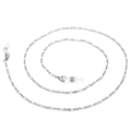 Silver beaded eyeglass chain with white silicone loops and polished metal links - Silver Chain Only Style (650*2mmKSC082-Z)
