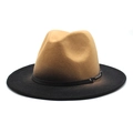 Dettaglio del cappello fedora bicolore con corona color cammello e tesa nera in feltro - M (56-58cm) / Cammello e Nero