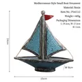 Mediterranean resin sailboat ornament in deep blue and silver grey, size 25x8x24cm - Blue
