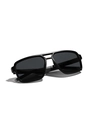 Minimalist black square TR90 polarized sunglasses for women and men with matte finish frames - Matte Black