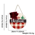 28cm Christmas round wooden sign with red plaid bow and green pine tree prints - Style F (Red White Plaid Merry)
