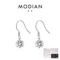 S925 sterling silver moissanite drop earrings with official GRA certification card - 1.00 Carat (6.5mm) / Silver