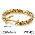Men's 18k gold plated stainless steel anchor bracelet with large nautical link chain - Gold