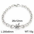 Silver stainless steel barbed wire link bracelet for men and women in 200mm length - Oval Link Barbed Wire Bracelet (KB181215-Z)