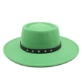 Detail of green felt hat with black leather band featuring silver star studs decoration - M (56-58cm) / Grass Green