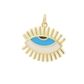 Detail of 18K gold-plated copper evil eye charm with blue enamel and sparkling zircon - 13-Starburst Evil Eye