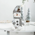 55cm Nordic plush snowman ornament with grey knitted hat and pine cone detail - Silver Shovel Snowman Doll Sitting