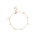 Tobillera dorada con dijes de estrella y luna con cristales para mujer moderna - JL174 Estrella Luna Tobillera Dorado (19+5cm)