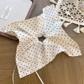 Elastico per capelli bianco a pois neri stile francese con nastri in chiffon - Fiocco a Pois - Stile Sciarpa Quadrata