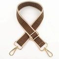 Close-up of adjustable wide strap with FF pattern and gold metal lobster clasps - Khaki