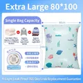 Vacuum storage bag 80x100cm in mint green with sea animal prints for heavy quilts - Ocean World Style / 80*100cm (Extra Large)