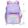 Purple ergonomic school backpack with rainbow unicorn design for girls size 40x30x16cm - Suitable for Grade 3-6 / Dreamy Purple Large