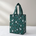 Dark green Christmas non-woven tote bag with white reindeer and star patterns - Dark Green (BX2205 White Reindeer)