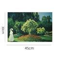 Artistic PVC placemat featuring garden lady oil painting print in 30x45cm size - 45x30cm / Monet - Jeanne-Marguerite Lecadre in the Garden