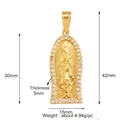 Gold plated Virgin Mary arch pendant with shimmering zircon border and dimensions - M291099-Gold Virgin Mary Long