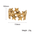 Detail view of gold open star ring showing dimensions of 10.5mm height and 17.4mm width - Gold (JR645)